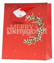 Kalėdinis dovanų maišelis „Merry Christmas“, raudonas, 22,9 cm