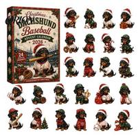 Unique Holiday Unboxing Surprise 2026 Dachshund Advent Calendar, 24 Days Acrylic Baseball Dog Figures Christmas Tree Decor for Owners Countdown C