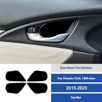 For Honda Civic 10th Gen 2015-2020 Car Interior Door Handle Bowl Cover Trim Carbon Fiber Decor Sticker gray