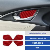 For Honda Civic 10th Gen 2015-2020 Car Interior Door Handle Bowl Cover Trim Carbon Fiber Decor Sticker