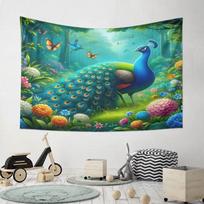 Didžiulis povas užburtame gėlių miško rašte Sieninė gobeleno dekoracija Gobelenas Namų dekoras Miegamajam ir svetainei 180x230cm(70x90in)