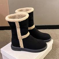 Fashion Fur Flats Women Ankle Boots Suede Fashion Winter Cozy Shoes Woman 2025 Trend New Brand Designer Casual Walking Snow Botas Femme 35