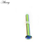 Alisouy 1PC Transparent Glass Straight Bar Nose Rings Ear Septum Cartilage Tragus Helix Daith Stud Earring Piercing Body Jewelry #6 1.2x12x3mm žalia/mėlyna