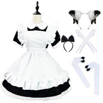 Šviesios muzikos mergaitės tarnaitės Cosplay kostiumas su Alice Lolita tema Anime Cosplay M white