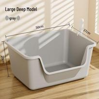 Ypač didelė pusiau uždara, apsaugota nuo purslų kačių tualeto dėžė Meino kunams Extra Large Space - Splash Proof / Easy to Clean gray