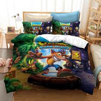 Classic Game Crash Bandicoot Cartoon Duvet Cover Set 3D Print Comforter Cover Bedclothes for Boy Girl Bedding Sets Bedroom Decor AU Single 140x210cm