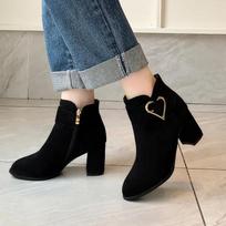 botas femininas female black suede high quality square heel ankle boots zapatos de mujer women elegant work boot ab732 34 gray