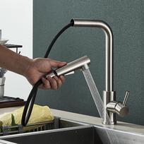 Black Pull Out Kitchen Sink Faucet Deck Mounted Stream Sprayer Kitchen Mixer Tap Bathroom Kitchen Hot Cold Tap gray