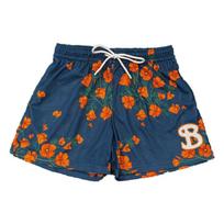 Amerikietiški Bktsqd Krepšinio Šortai Madingi Vyriški Retro Trendiški Tinklelio Greitai Džiūstantys Laisvalaikio Žemiau Kelio Trumpas Ilgis Kelnės Navy Blue Flowers M blue