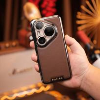 For Huawei Pura 80 Ultra Case Luxury Electroplated Plain Leather Full Cover Anti-fall Cover For Huawei Pura80 Pro Plus Fudna Huawei Pura 80 Ultra tamsiai ruda spalva
