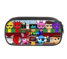 Printed Rhythm Box Printed Pencil Bag, Cartoon Sprunki Game Merchandise Elementary School Children'S Pencil Bag black