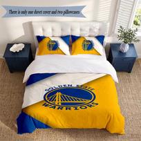 Golden State Warriors 3‑Piece Bedding Set Soft Microfiber Duvet Cover Pillowcases Comfortable Bed Linen for Bedroom Decoration 140cmx210cm