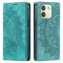 dėl Xiaomi Redmi Note 17 Pro Max 5G Mandala reljefinis PU odos atverčiamas piniginės dėklas su magnetiniu užsegimu Redmi Note 17 Pro Max 5G žalsvai mėlyna