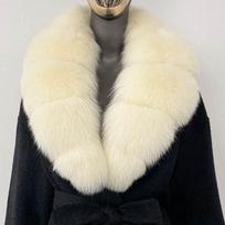 Luxury Real Fox Fur Shawl Scarf For Women Natural Fox Fur Collar Neck Warmer Winter Fashion Detachable Fur Collar For Overcoat Length 75CM gray