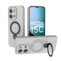 360° besisukantis magnetinis stovas telefono dėklas, skirtas Redmi 15C 4G 5G Redmi 15 Note 15, belaidžio įkrovimo šarvuotas, smūgiams atsparus apsauginis dangtelis Redmi 15 4G gray
