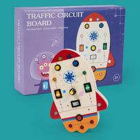 Children Busy Board Montessori Wooden Busy Board Sensory Toy With LED Light Switch Control Board Early Education Puzzle Baby Toy orange