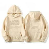 Vyriškas retro roko Arctic monkey su gobtuvu džemperis su gobtuvu su muzikinio albumo raštu Hip Hop didelis retro džemperis su gobtuvu XXXL beige