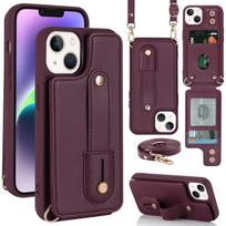 Odinė piniginė-rankogalis per petį su kortelių dėklu iPhone 17 16 Pro Max 15 14 12 13 XS Plus SE 2026, kišeninė piniginė, rankinė su dirželiu For iPhone 16Pro vyno raudonos spalvos