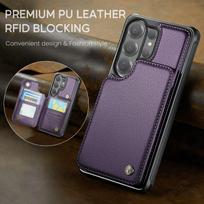 For Samsung Galaxy S26 Ultra 5G Premium Leather Card Case Magnetic Wallet Back Etui Samsung S26 Plus Phone S 26 Pro RFID Cover SAMSUNG S26 &Case & Strap violetinė