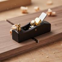 Ebony Trimming Plane Brass Fittings Mini Wood Planer HighSpeed Steel Block for Hobbyists, Flat Plane