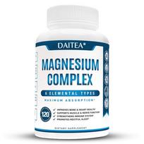 Magnesium Complex Capsules 500mg, 6 Forms Chelated Magnesium, 120 Vegetarian Capsules, Non‑GMO Gluten Free 120 Capsules