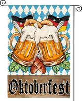 AVOIN colorlife Germany Oktoberfest Garden ag 12x18 Inch Double Sided Outside, Bavarian Checkered Beer Festivals Yard Outd XXP 12x18inch orange