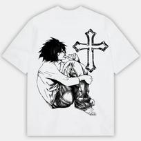 Summer Death Note L Lawliet Anime TShirt Oversized Streetwear Cotton Tee Retro Unisexga Aesthetic with Moon  Japanese Text 4XL black