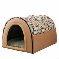 Winter Warm Enclosed Dog House, Large Plush Bed, Removable, AllSeason Comfort XL Brown M black