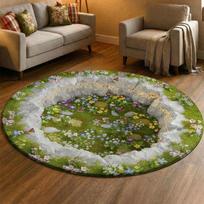 Enchanting Stream Carpet Cave Pattern Mat 3D Area Rug for Living Room Bedroom Home Decoration Bedroom Carpets for Living Room 40x40cm