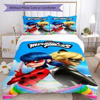 3pcs Miraculous Bedding Set Duvet Cover Closure Includes 1 Duvet Cover & 2 Pillowcases, Soft and Comfortable for All Seasons. 140cmx210cm