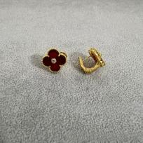 Four-leaf Clover Earrings Exquisite Onyx Chalcedony Earrings Buckle Luxury Women's Earrings gray