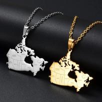 Canada Map Pendant Necklace Men's and Women's Necklaces Trending Fashion Accessories 60CM black