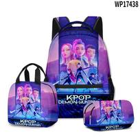 3d Kpop Demon Hunters Backpack Lunch Bag And Pencil Case Set For Teens Style14 black