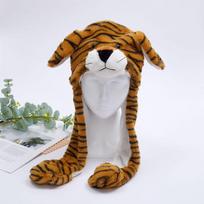 Minkštas pliušinis gyvūno kepurė su judančiomis ausimis Vaikams Žiemos dovana Vaikams ir paaugliams Tiger brown
