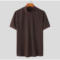 Men's Mock Neck Short Sleeve Knit T-Shirt, Slim Fit Waffle Textured Half High Collar Tee, Solid Color Casual Basic Pullover Top for Daily Wear S ruda