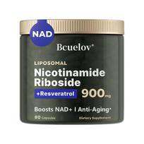 Bcuelov Liposominės Nikotinamido Ribozido Kapsulės, 900mg, su Resveratroliu, NAD+ Papildas, 80 Kaps. 120 Capsules
