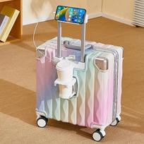 New Cabin Password Suitcase 18  Trolley Case New Small Luggage With Usb Cup Holder Phone Holder Travel Bag Suitcases On Wheels 18 white