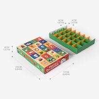 24-Grid DIY Christmas Surprise Box with Snap-Button Closure (5-Pack) 24 Grid Christmas Blind Box (5 pcs/pack);25*17*4cm blue