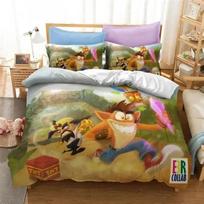 Luxury New 3D Print Game Crash Bandicoot Bedding Set Boys Girls Twin Queen Duvet Cover Kids Adult Fashion Home Textileextile 70x133cm 2pcs beige