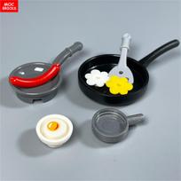MOC Bricks Kitchen Tool Pot Saucepan stewpot Fry pan Stockpot Food Cooking Building Blocks City Friend DIY Kids Christmas Toys black