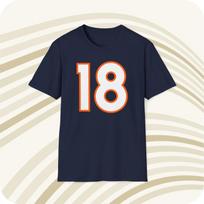 Payton Manning #18 Denver Broncos NFL Jersey T shirt - Front & Back Print 4XL beige