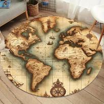 Round Carpet Football Basketball Volleyball Baseball Pattern Rug Bedroom Living Room Non Slip Mat Home Decoration  Bedroom 150cm brown