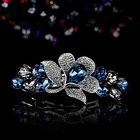 Vintage Elegant Crystal Flower Tulip Headwear Spring Clips Women Hair Clips Hairpins Korean Barrettes gray