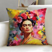 Classic Artist Frida Kahlo Cushion Cover Soft & Easy-Wash Pillow Case – Versatile For Couch, Bed, Travel And Office Peach skin 18*18(CM)-1Pcs red