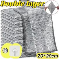 Magic Cleaning Cloth Iron Stick Metal Wipes Rags Magic Dishcloth Wash Towel Silver Steel Wire Kitchen Cloth Thickened Rag 1-20pc 20pcs