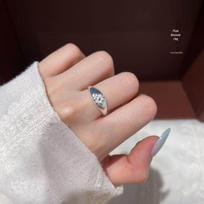 Sterling Silver 999.9 Adjustable Plum Blossom  Family Letter  Ring for Women, Simple and Versatile Chinese Retro Style. gray