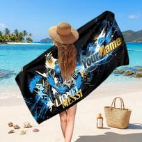 Lionel Messi Custom Beach Towel, Personalized Name Text Print, Football Logo Soft Quick‑Dry Towel Holiday Gift 70cmx140cm(27x55inch)