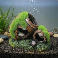 Aquarium Barrel Cave Resin Hollow Hideout Wood Grain LichenLikeLike for S Slanted Moss