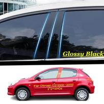 Durų langų dekoratyvinės apdailos stulpelių lipdukai Peugeot 206 207 208 Citroen C2 301 307 308 2008 5008 2004-2023 black