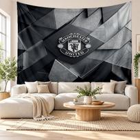 Manchester United sienos gobelenas, minkšto audinio sieninis kabinamas elementas, dekoratyvus fonas miegamojo namų sienų menui 100cmx150cm black